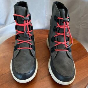 Sorel Explorer Lace Up Boot Size Youth 7 Grey Waterproof Winter Snow Insulated